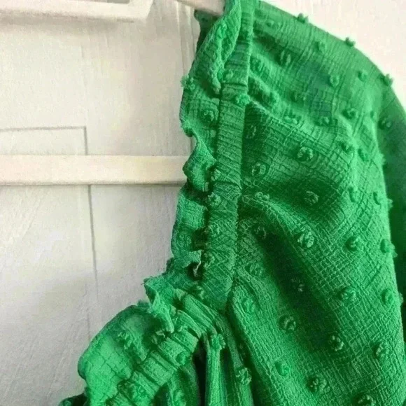 CeCe Lush Greem Boat Neck Puff Sleeve Top Size 3X - Picture 3 of 10